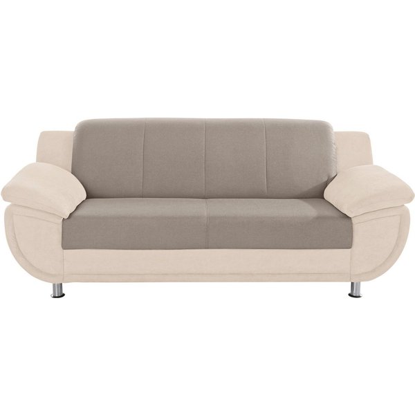 TRENDMANUFAKTUR 3-Sitzer Rondo III 207 cm, modern, bequem, Materialmix, Chromfüße, wahlweise mit Federkern, extrabreite Armlehnen zum Relaxen