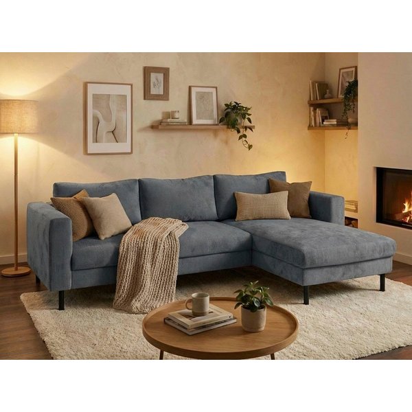 TRENDMANUFAKTUR Ecksofa Amazing II, wahlw. mit Schlaffunktion & Bettkasten, Fuß schwarz, Recamiere beidseitig montierbar, L-Form,in Cord o. Struktur, B: 232 cm
