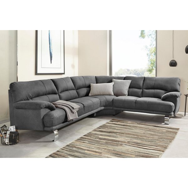 TRENDMANUFAKTUR Ecksofa Cecilia II, in italienischen Design, bequem, hoher Sitzkomfort, L-Form, extrabreite Armlehnen für noch mehr Sitzkomfort
