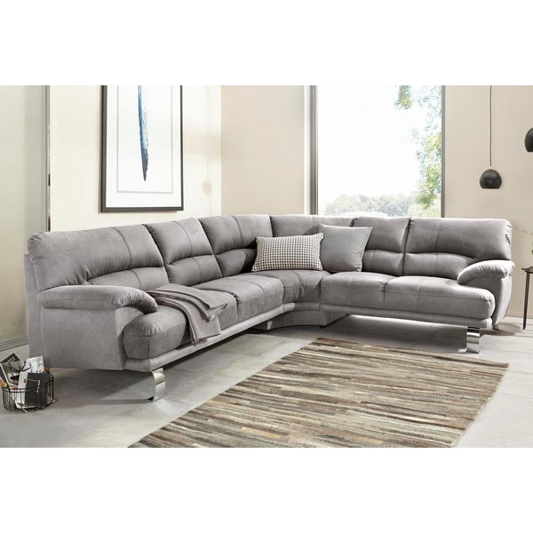 TRENDMANUFAKTUR Ecksofa Cecilia II, in italienischen Design, bequem, hoher Sitzkomfort, L-Form, extrabreite Armlehnen für noch mehr Sitzkomfort