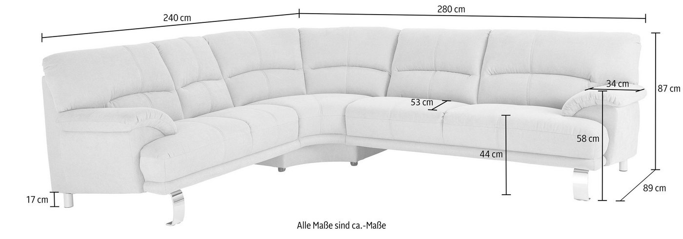 TRENDMANUFAKTUR Ecksofa Cecilia II, in italienischen Design, bequem, hoher Sitzkomfort, L-Form, extrabreite Armlehnen für noch mehr Sitzkomfort – Bild 4 von 5