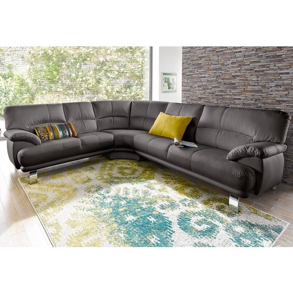 TRENDMANUFAKTUR Ecksofa Cecilia in italienischem Design, modern und komfortabel, L-Form, bequeme Armlehnen, mit langem Schenkel