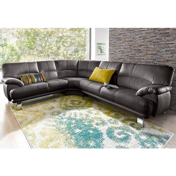 TRENDMANUFAKTUR Ecksofa Cecilia in italienischem Design, modern und komfortabel, L-Form, bequeme Armlehnen, mit langem Schenkel