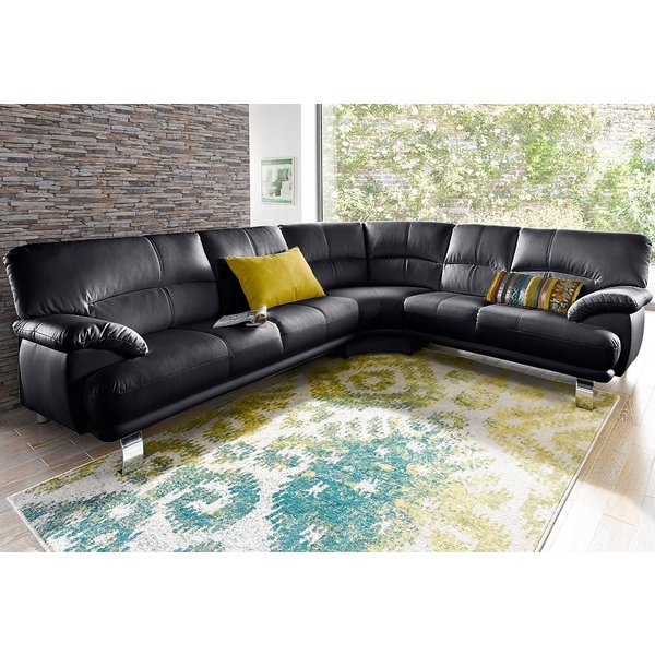 TRENDMANUFAKTUR Ecksofa Cecilia in italienischem Design, modern und komfortabel, L-Form, bequeme Armlehnen, mit langem Schenkel