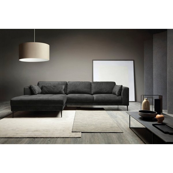TRENDMANUFAKTUR Ecksofa Luzi, wahlweise mit Schlaffunktion & Bettkasten., L-Form, Designsofa mit tollem Sitzkomfort, Metallfüße schwarz, Breite 280 cm