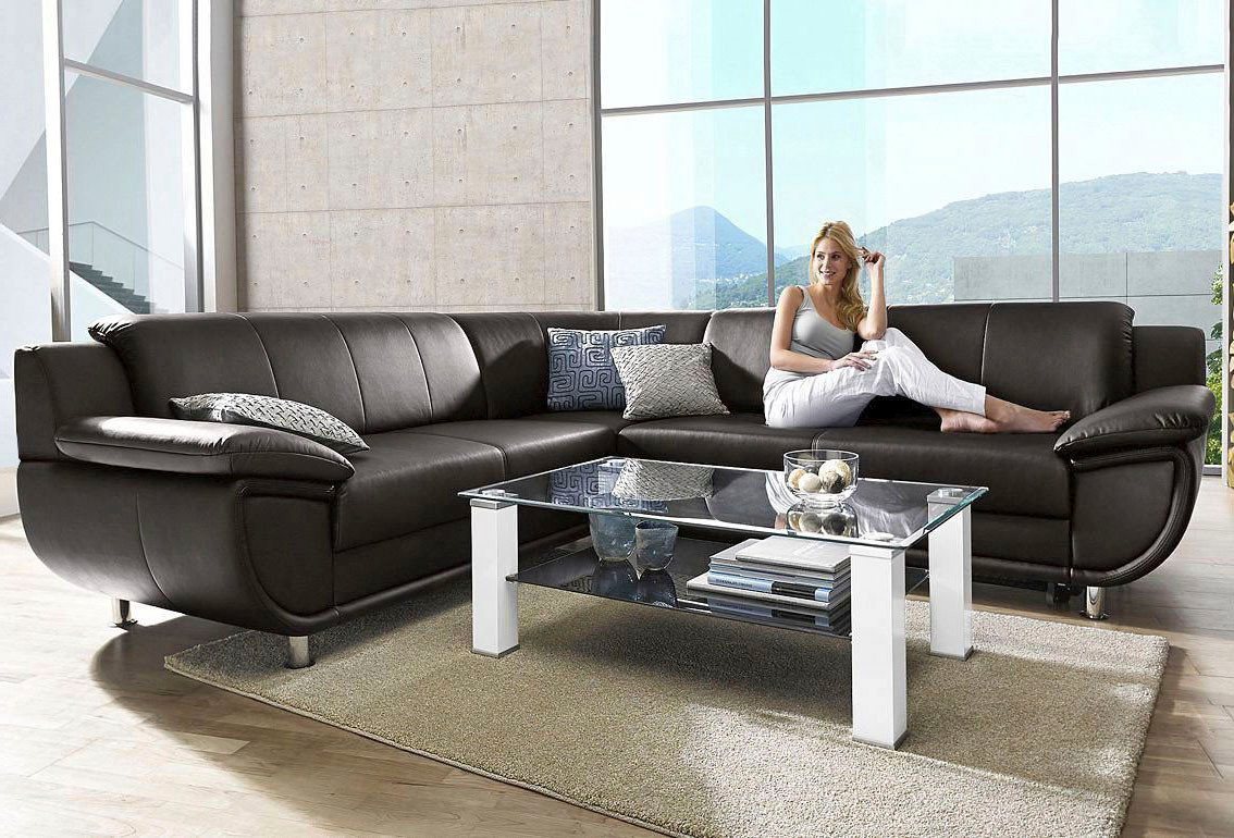 TRENDMANUFAKTUR Ecksofa Rondo 267 cm, elegant, bequem, Breite, L-Form, Chromfüße, L-Form, wahlw.mit Federkern, Füße chromfarben, Unser Dauertiefpreis – Bild 5 von 5