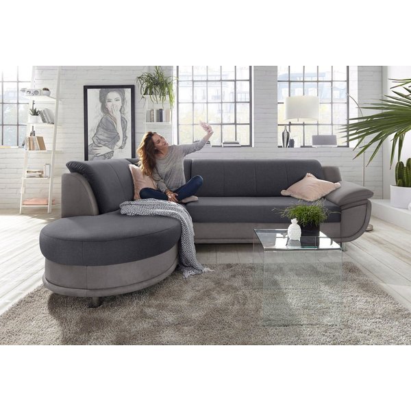 TRENDMANUFAKTUR Ecksofa Rondo III 265 cm, zeitlos & bequem, Materialmix, L-Form, wahlweise mit Federkern für mehr Komfort, wahlweise mit Bettfunktion