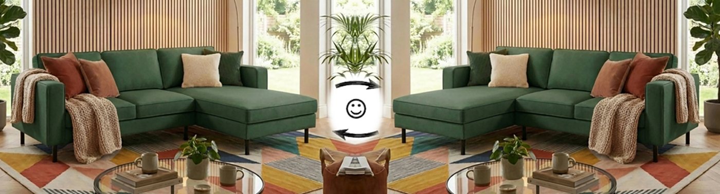 TRENDMANUFAKTUR Ecksofa Watkins Couch wahlweise mit Schlaffunktion und Bettkasten,auch in Cord, Recamiere beidseitig montierbar, Sofa in L-Form, Breite 232 cm – Bild 4 von 5