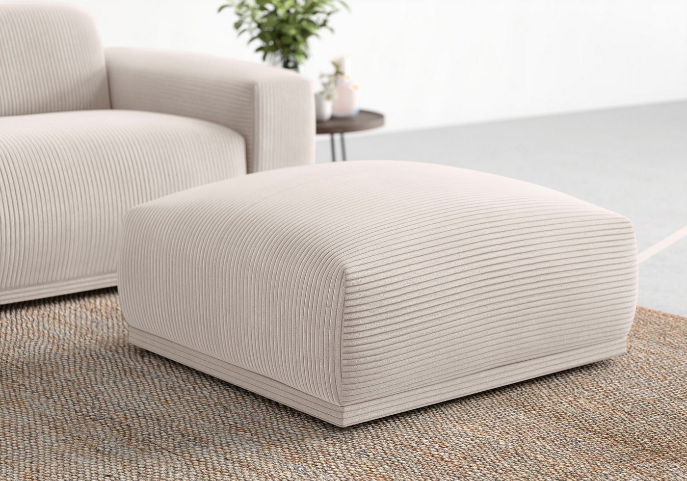 TRENDMANUFAKTUR Hocker Braga 85 x 85 cm, Japandi-Stil, hochwertiger Kaltschaum (1 St), moderner Polsterhocker, 85/42/85 cm (B/H/T) – Bild 2 von 5