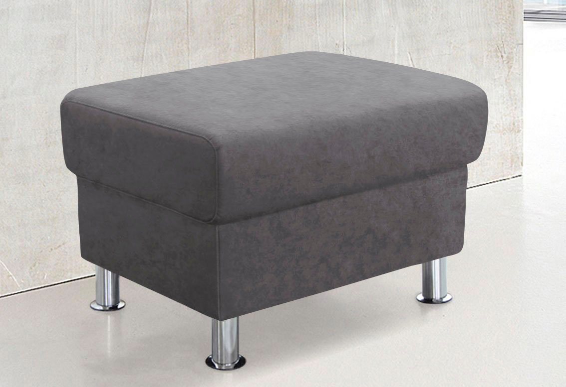 TRENDMANUFAKTUR Hocker Rondo 67 cm, Fußhocker, komfortabel, Federkern optional, Chromfüße, Fußhocker wahlweise mit Federkern, in verschiedenen Bezügen bestellba – Bild 2 von 5