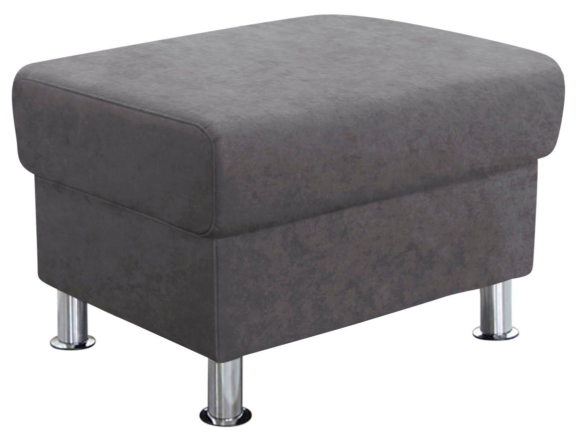 TRENDMANUFAKTUR Hocker Rondo 67 cm, Fußhocker, komfortabel, Federkern optional, Chromfüße, Fußhocker wahlweise mit Federkern, in verschiedenen Bezügen bestellba – Bild 3 von 5