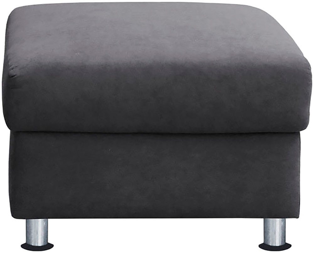 TRENDMANUFAKTUR Hocker Rondo 67 cm, Fußhocker, komfortabel, Federkern optional, Chromfüße, Fußhocker wahlweise mit Federkern, in verschiedenen Bezügen bestellba – Bild 4 von 5