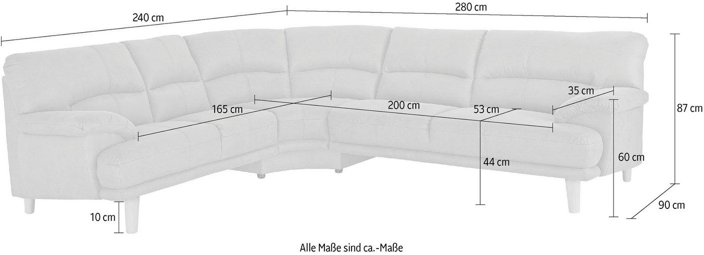 TRENDMANUFAKTUR Polsterecke Cecilia, italienisches Designsprache, modern und komfortabel, L-Form, toller Sitzkomfort und bequeme Armlehnen – Bild 3 von 5