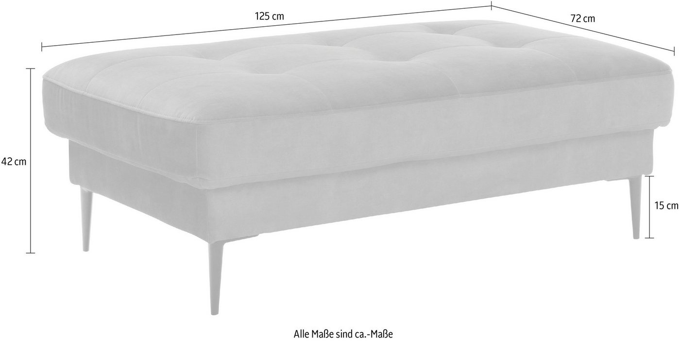 TRENDMANUFAKTUR Polsterhocker Luzi, Polsterhocker, moderner Fußhocker, passend zur Serie, extra hohe Metallfüße, 125 x 42x 72 cm – Bild 2 von 3