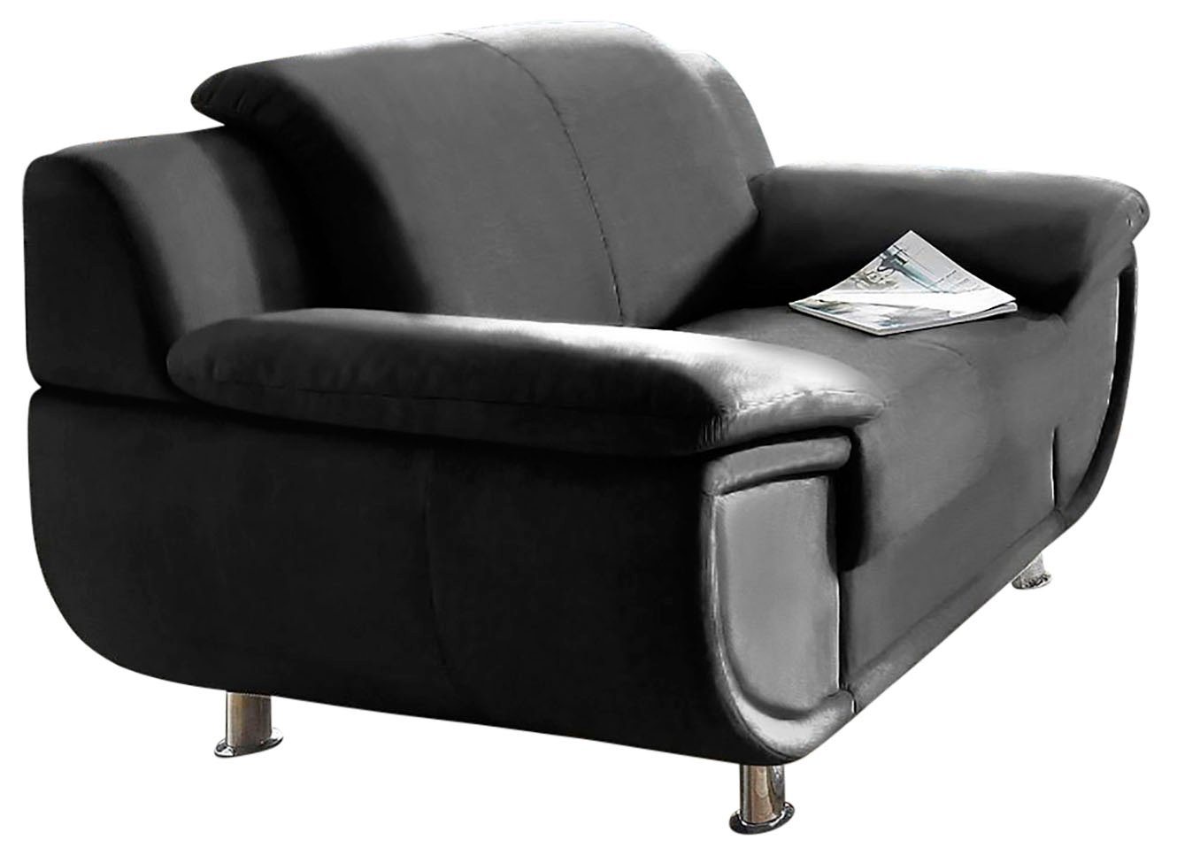 TRENDMANUFAKTUR Sessel Rondo 121 cm, Big-Sessel, komfortabel, Federkern optional, Chromfüße, Big-Sessel wahlweise mit Federkern, bequem – Bild 4 von 5