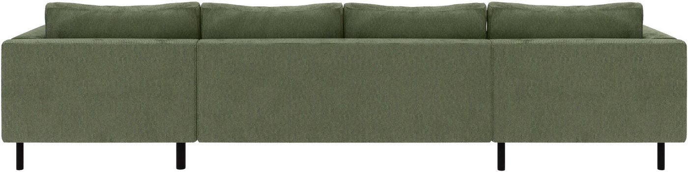 TRENDMANUFAKTUR Wohnlandschaft Amazing II, wahlw. mit Schlaffunktion & Bettkasten, Fuß schwarz, Sofa in U-Form, in Cord, Struktur LEO o. Struktur LINO, Breite 3 – Bild 5 von 5