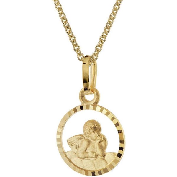 trendor Kette mit Anhänger 28748, Kinder Amor Gold 333/8K + vergoldete Silberkette