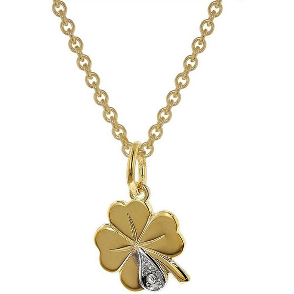 trendor Kette mit Anhänger 39480, Kleeblatt mit Diamant Gold 333 an goldplattierter