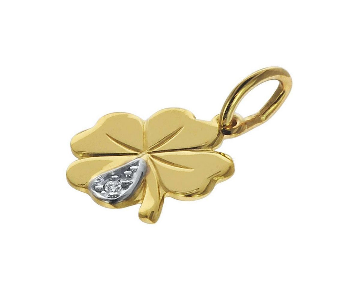 trendor Kette mit Anhänger 39480, Kleeblatt mit Diamant Gold 333 an goldplattierter – Bild 2 von 5