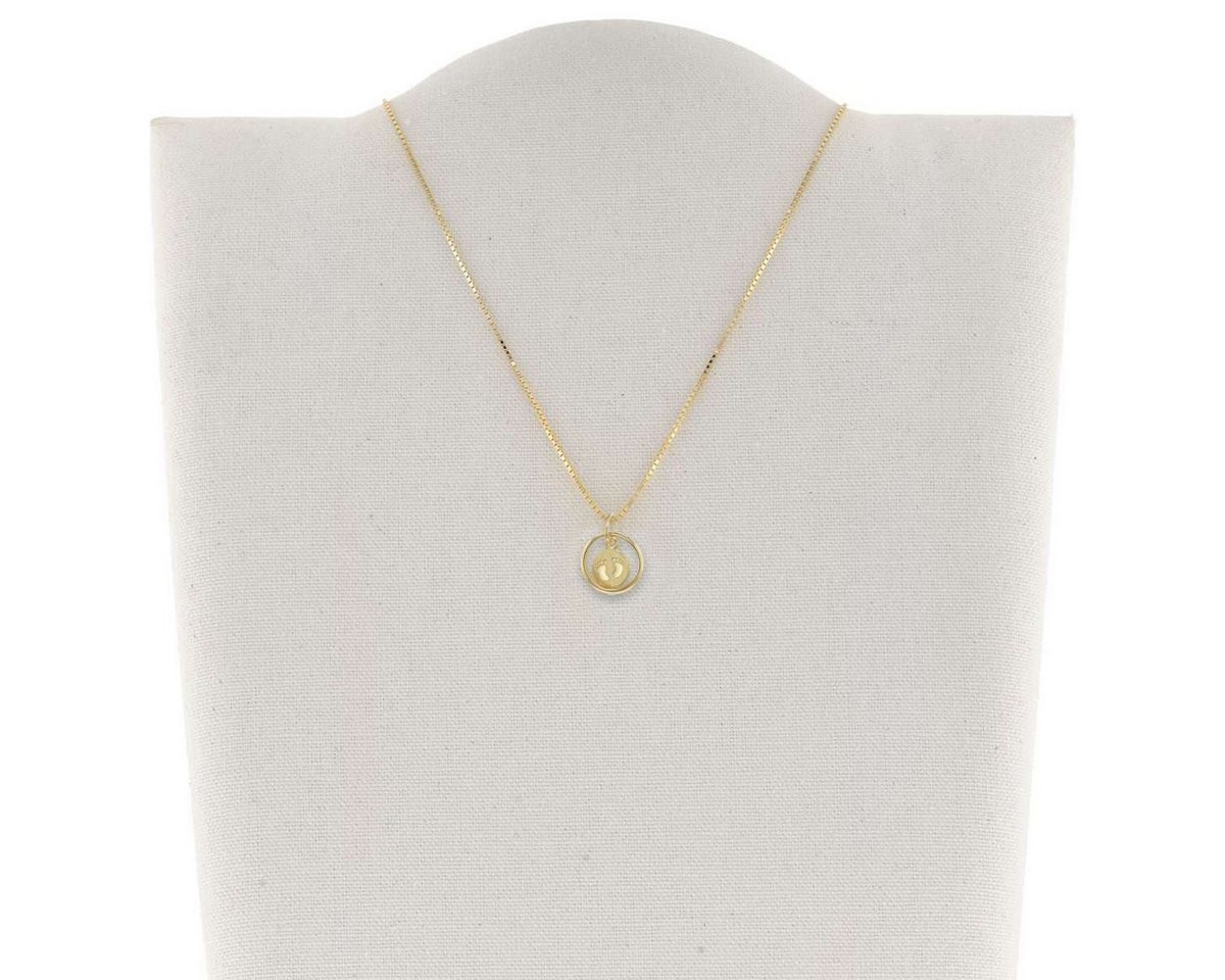 trendor Kette mit Anhänger 75395, Taufring Babyfüße Gold 585 / 14 Karat mit vergoldeter – Bild 5 von 5