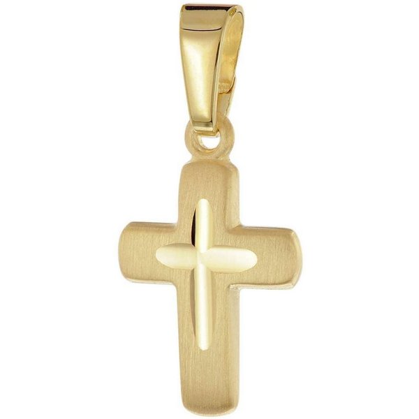 trendor Kreuzanhänger 21316, Kinder Kreuz-Anhänger Gold 585 / 14K 12 mm