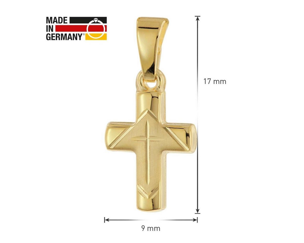 trendor Kreuzkette 28218, Kinder Kreuz-Anhänger Gold 333 / 8K An Vergoldeter Silberkette – Bild 5 von 5