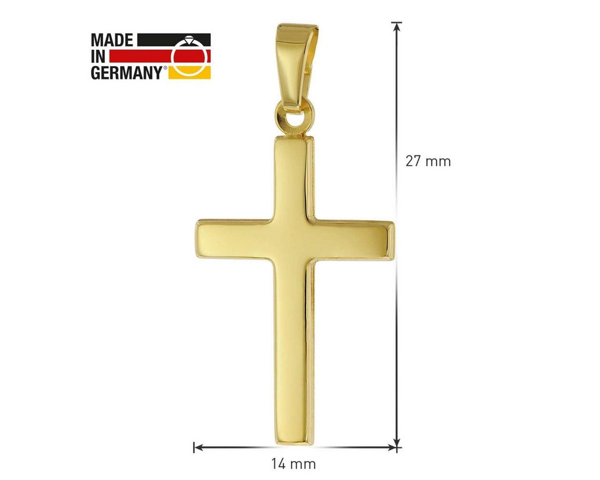 trendor Kreuzkette 41115, Kreuz für Damen und Herren Gold 585 mit Vergoldeter Silberkette – Bild 5 von 5