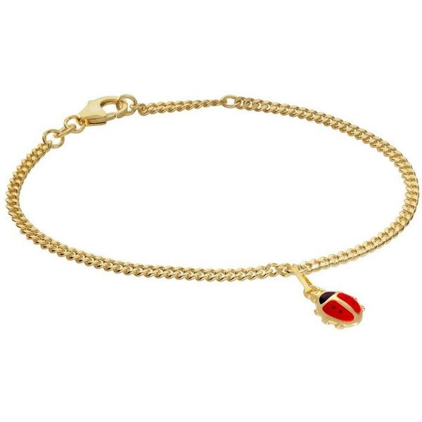 trendor Silberarmband 21576, Mädchen 925 Silber Vergoldet Panzerband mit Glückskäfer