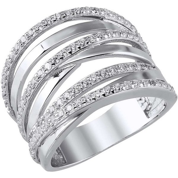 trendor Silberring 21820, Damenring 925 Sterlingsilber Rhodiniert mit Zirkonia