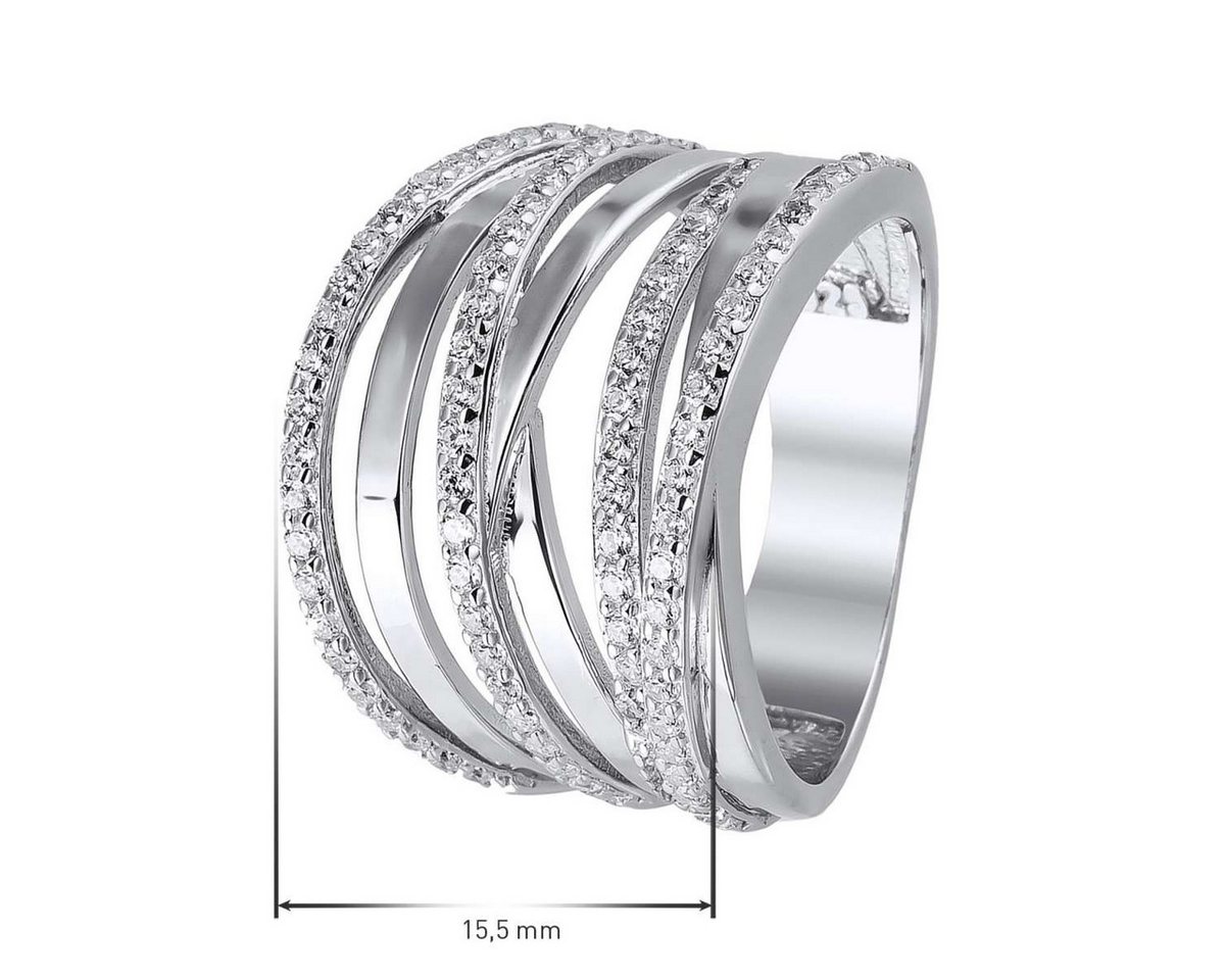trendor Silberring 21820, Damenring 925 Sterlingsilber Rhodiniert mit Zirkonia – Bild 4 von 5