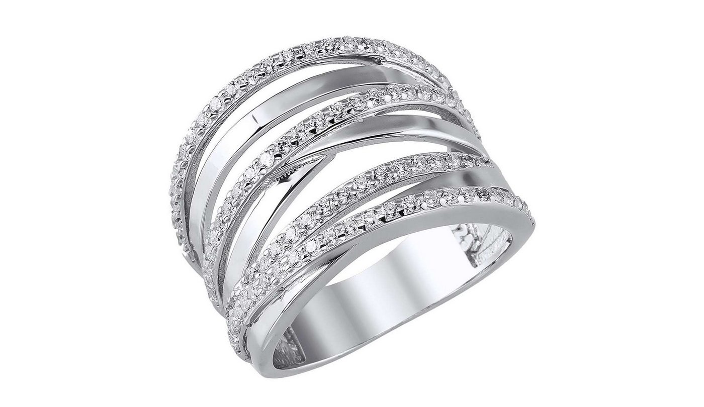 trendor Silberring 21820, Damenring 925 Sterlingsilber Rhodiniert mit Zirkonia – Bild 5 von 5