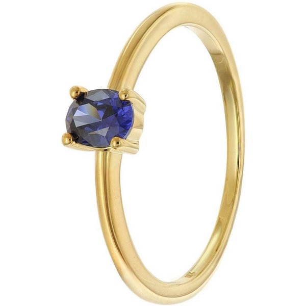 trendor Solitärring 21370-06, Damenring 333 Gold (8k) Ovaler Zirkonia Dunkelblau