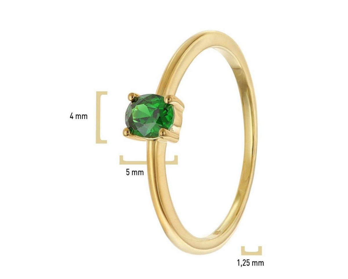 trendor Solitärring 21370-11, Damenring 333 Gold (8k) Ovaler Zirkonia Grün – Bild 4 von 5