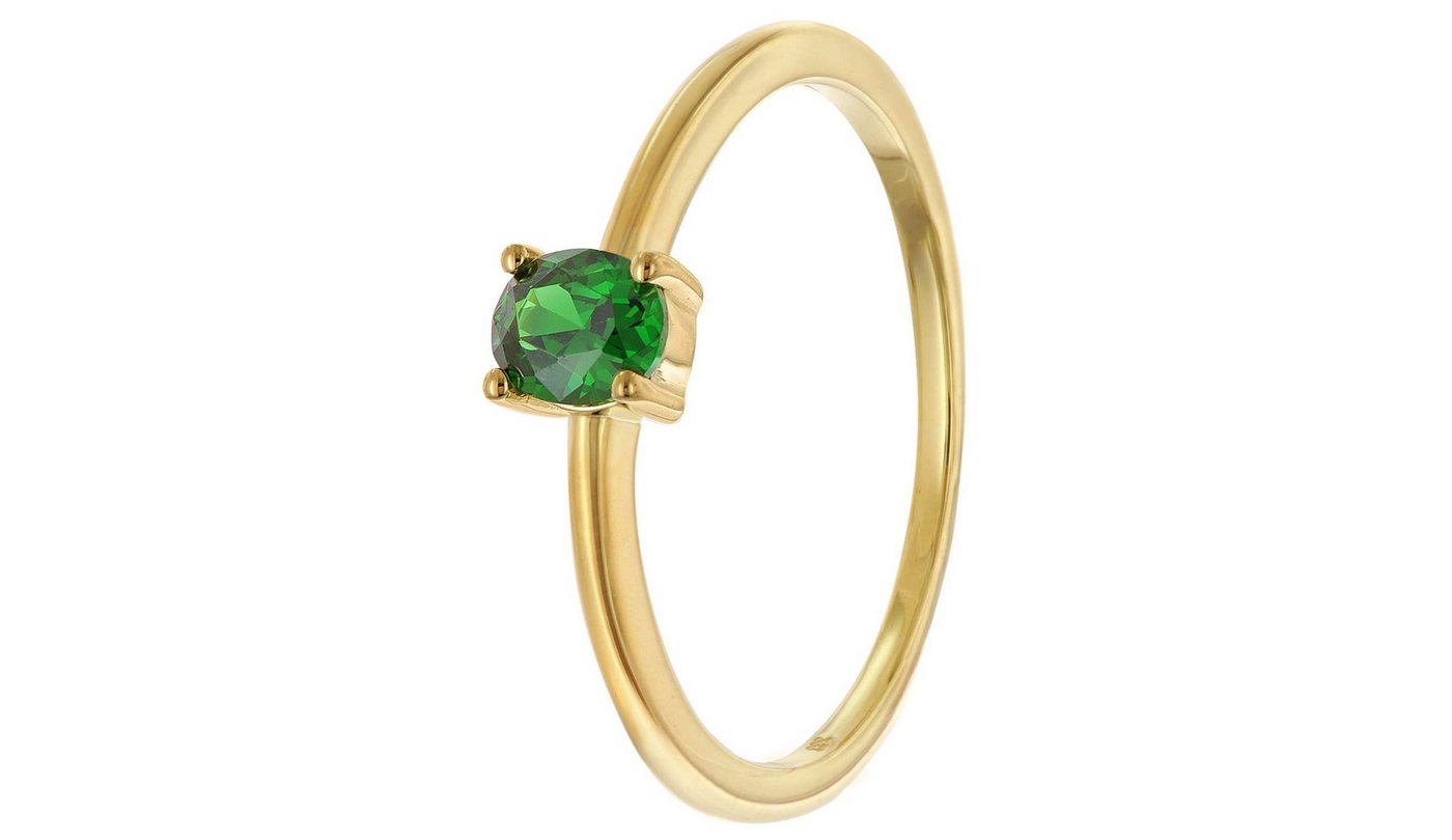 trendor Solitärring 21370-11, Damenring 333 Gold (8k) Ovaler Zirkonia Grün – Bild 5 von 5
