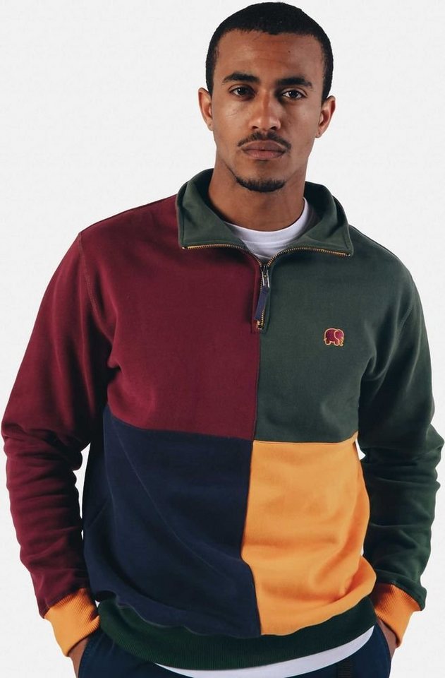 Trendsplant Rundhalspullover Color Block Half Zip Sweater "Harlequin" – Bild 2 von 5
