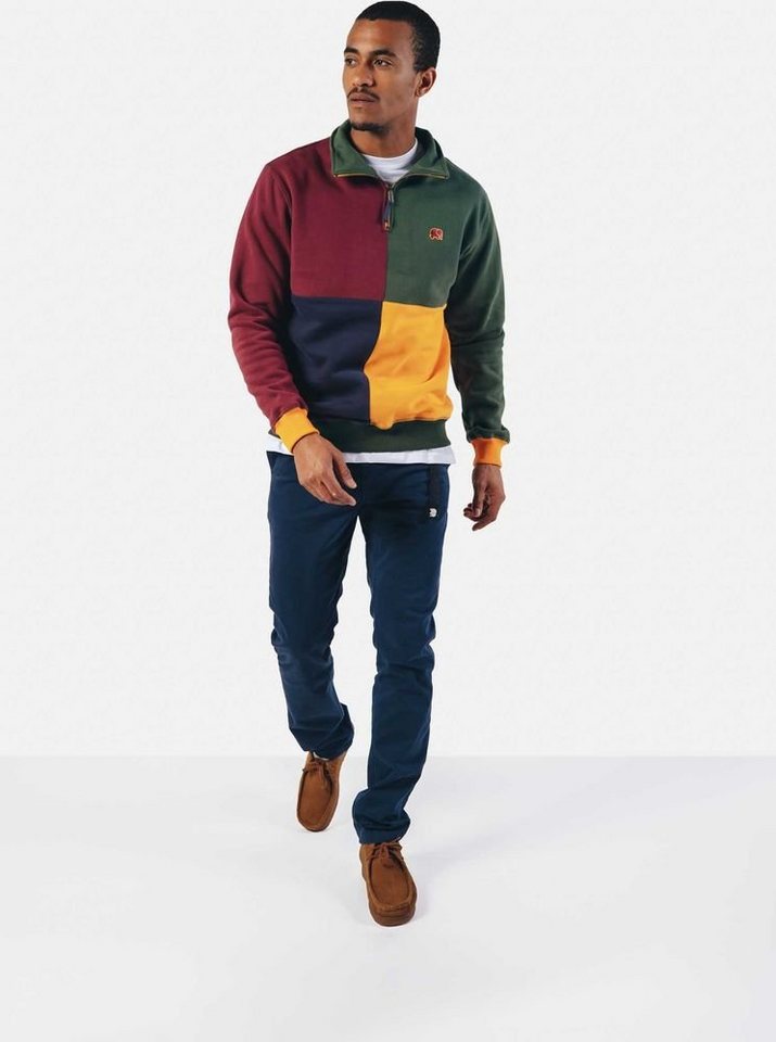 Trendsplant Rundhalspullover Color Block Half Zip Sweater "Harlequin" – Bild 4 von 5