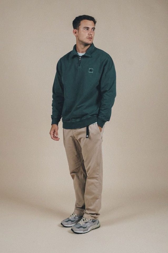 Trendsplant Rundhalspullover Sauce Pigment Dyed Half Zip Sweater Elm Green – Bild 2 von 5