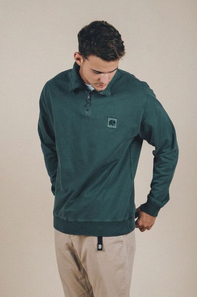 Trendsplant Rundhalspullover Sauce Pigment Dyed Half Zip Sweater Elm Green – Bild 4 von 5