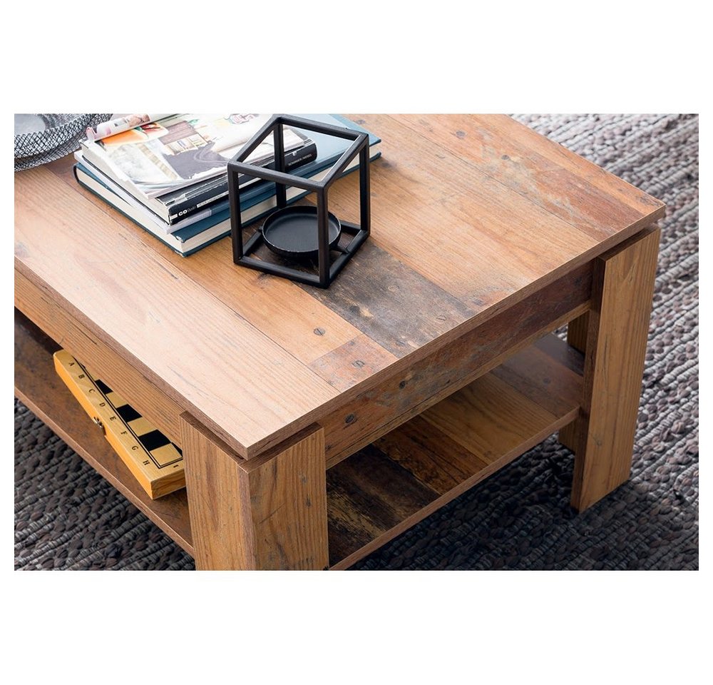 trendteam Couchtisch Indy, Wohnzimmertisch Sofatisch Beistelltisch Holztisch Old Wood 110x47x65 – Bild 2 von 3