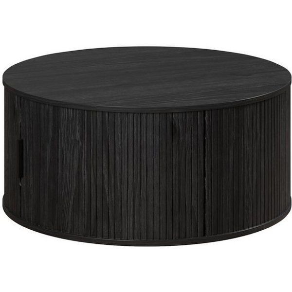 trendteam Couchtisch Ronin, Rund mit Tür, in Esche Schwarz Nachbildung B/H/T: 80 / 36 / 80 cm