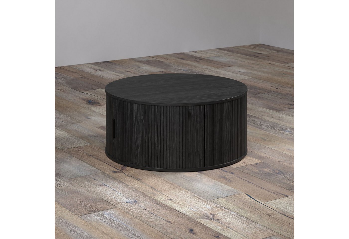 trendteam Couchtisch Ronin, Rund mit Tür, in Esche Schwarz Nachbildung B/H/T: 80 / 36 / 80 cm – Bild 4 von 5