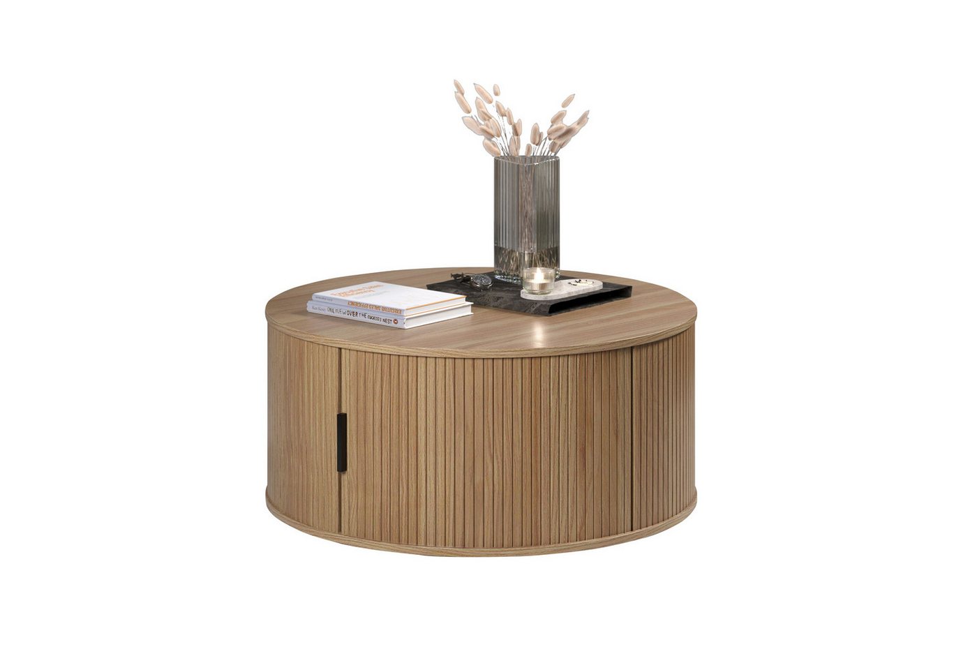 trendteam Couchtisch Ronin, Rund mit Tür, in Eiche Nachbildung B/H/T: 80 / 36 / 80 cm – Bild 3 von 5
