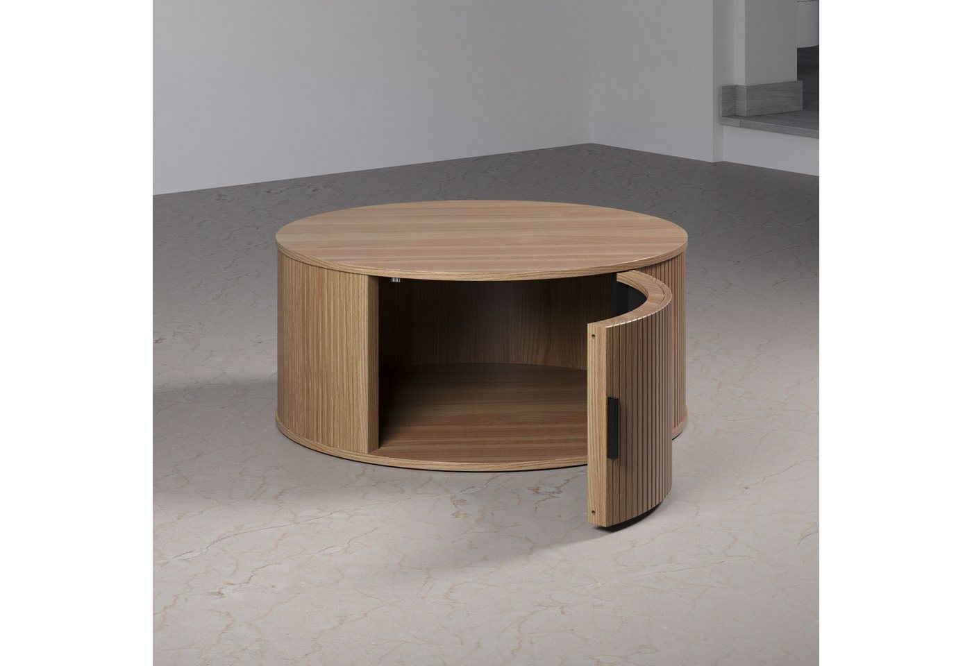 trendteam Couchtisch Ronin, Rund mit Tür, in Eiche Nachbildung B/H/T: 80 / 36 / 80 cm – Bild 5 von 5