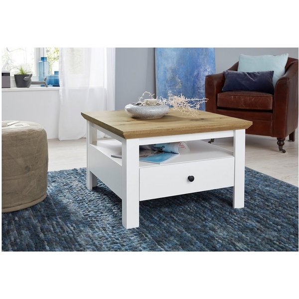 trendteam Couchtisch Universal, Wohnzimmertisch Loungetisch Sofatisch Artisan Eiche Weiß 70x46x70cm