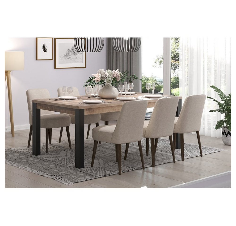trendteam Esstisch Emile Eiche Tabak Melamin, Esszimmertisch Küchentisch Tisch 200 x 77 x 100 cm – Bild 2 von 4