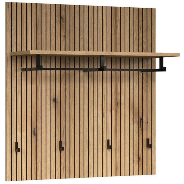 trendteam Garderobenpaneel, Mit Ablagefläche, in Evoke Eiche & Schwarze Rillen 80x84x28 cm