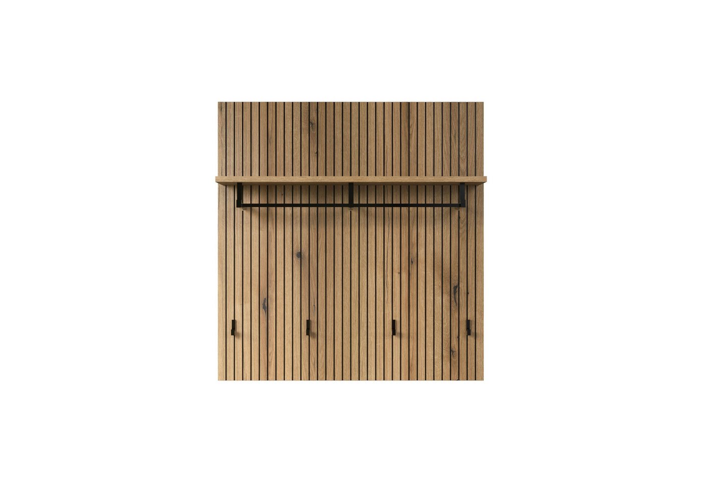 trendteam Garderobenpaneel, Mit Ablagefläche, in Evoke Eiche & Schwarze Rillen 80x84x28 cm – Bild 2 von 5