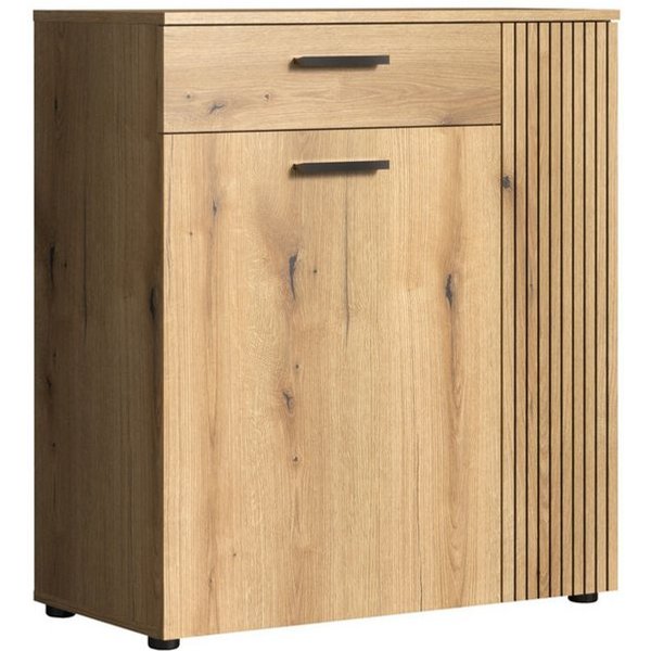 trendteam Kommode, In Evoke Eiche Melamin & Schwarze Rillen B/H/T: 80 / 89 / 36 cm