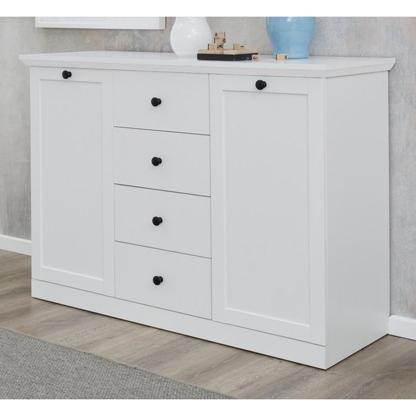 trendteam Kommode Baxter (Sideboard in Landhaus weiß, 119 x 88 cm), 4 Schubladen