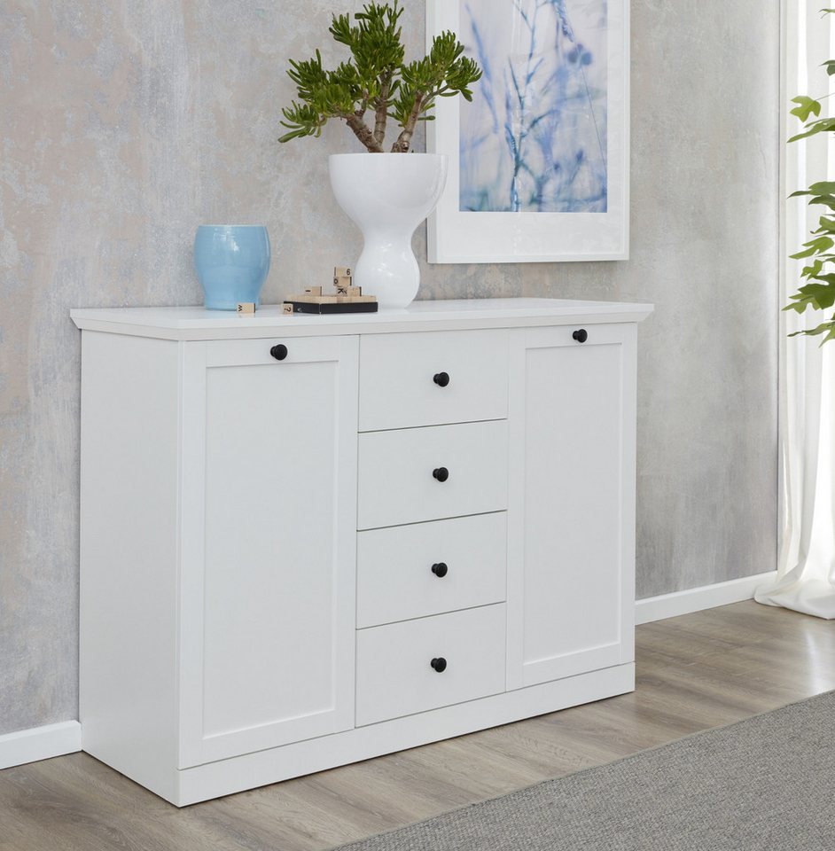 trendteam Kommode Baxter (Sideboard in Landhaus weiß, 119 x 88 cm), 4 Schubladen – Bild 4 von 5